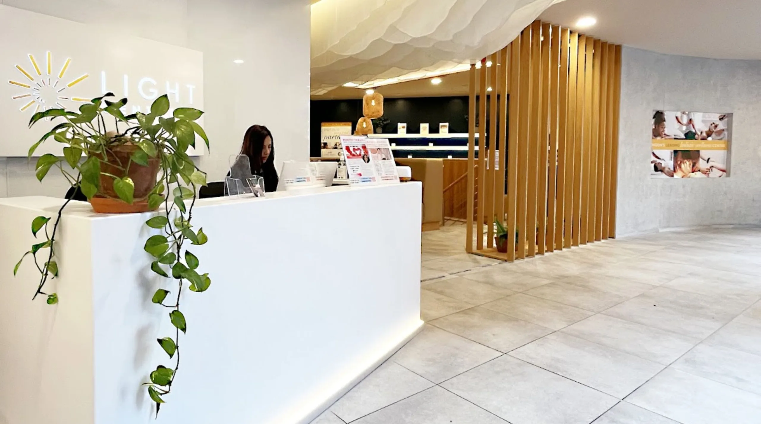 The welcoming reception desk at the Marylebone clinic.